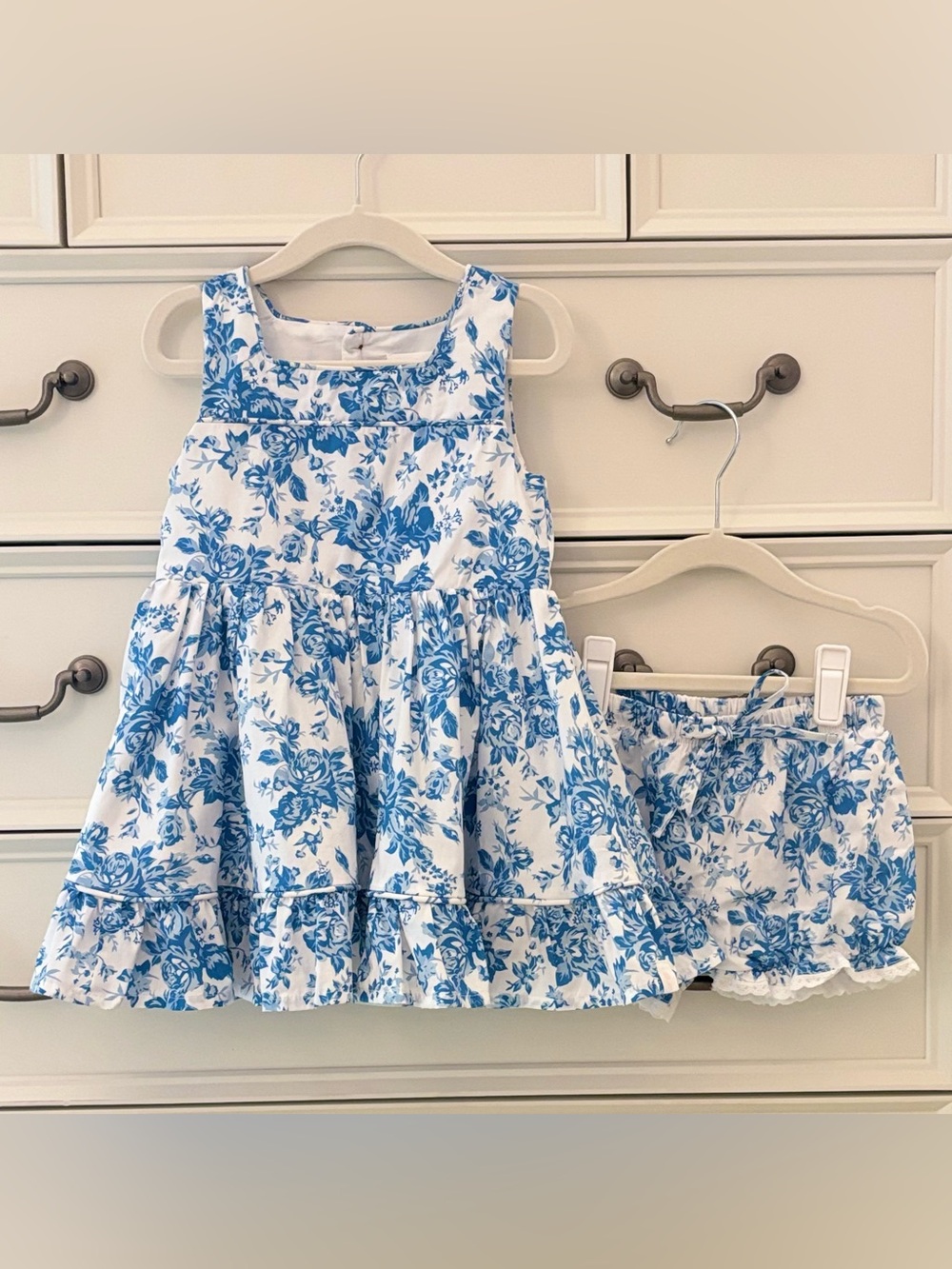 EUC SweetHoney Blue Floral Dress & Shorts Size 4T